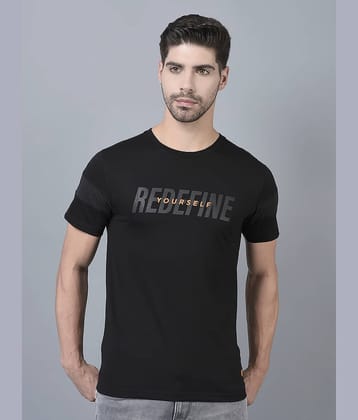 Dollar Cotton Blend Regular Fit Printed Half Sleeves Men's T-Shirt - Black ( Pack of 1 )