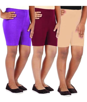LULA Pack of 3 Girls Cotton Blend Cycling Shorts ( Multicolor )
