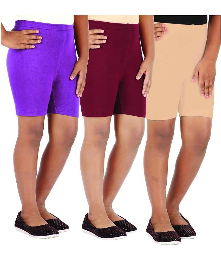 LULA Pack of 3 Girls Cotton Blend Cycling Shorts ( Multicolor )