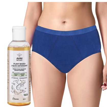 Avni - Washable Period Panty | 1 Panty Size L + 200ml Liquid Detergent | Breathable Bamboo Fabric | Medium to Heavy Flow | Protection up to 10 hrs | High Waist for Women | Reusable for 2 yrs