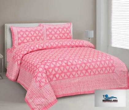 3001-Hometrade India-Standard King Size (90*108 Inches)-Buy Pure Cotton Jaipuri Printed Flat King Size Double Bedsheet With 2 Matching Pillow Cover 3001-Hometrade India-Standard King Size (90*108 Inches)-Buy Pure Cotton Jaipuri Printed Flat King Size Double Bedsheet With 2 Matching Pillow Cover