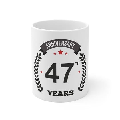 DARSHANS Ceramic 47th Anniversary Printed Coffee Mug (Color: White, Capacity:330ml)