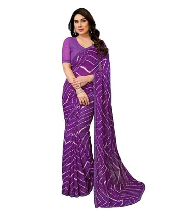 Women's Purple Georgette Printed Saree with Unstitched Blouse 5.5Mtr Women's Purple Georgette Printed Saree with Unstitched Blouse 5.5Mtr