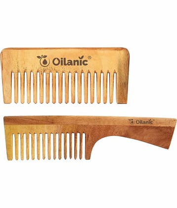 Oilanic Neem Comb 5.5 & 7.5 Inches Hair Brush Pack of 2