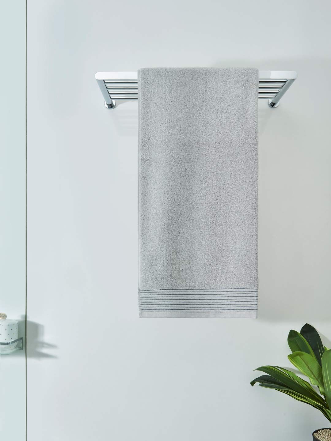 DDECOR - Platina Collection 100% Cotton Bomboo Plains And Textures Pattern 520TC Bath Towel |75 CM X 150 CM| - Grey