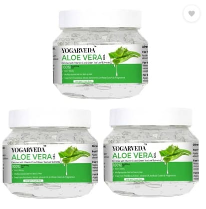 YOGARVEDA Aloe Vera Gel for Skin & Hair  100% Pure & Green Tea Extracts |   (Pack of 6, 200 g)