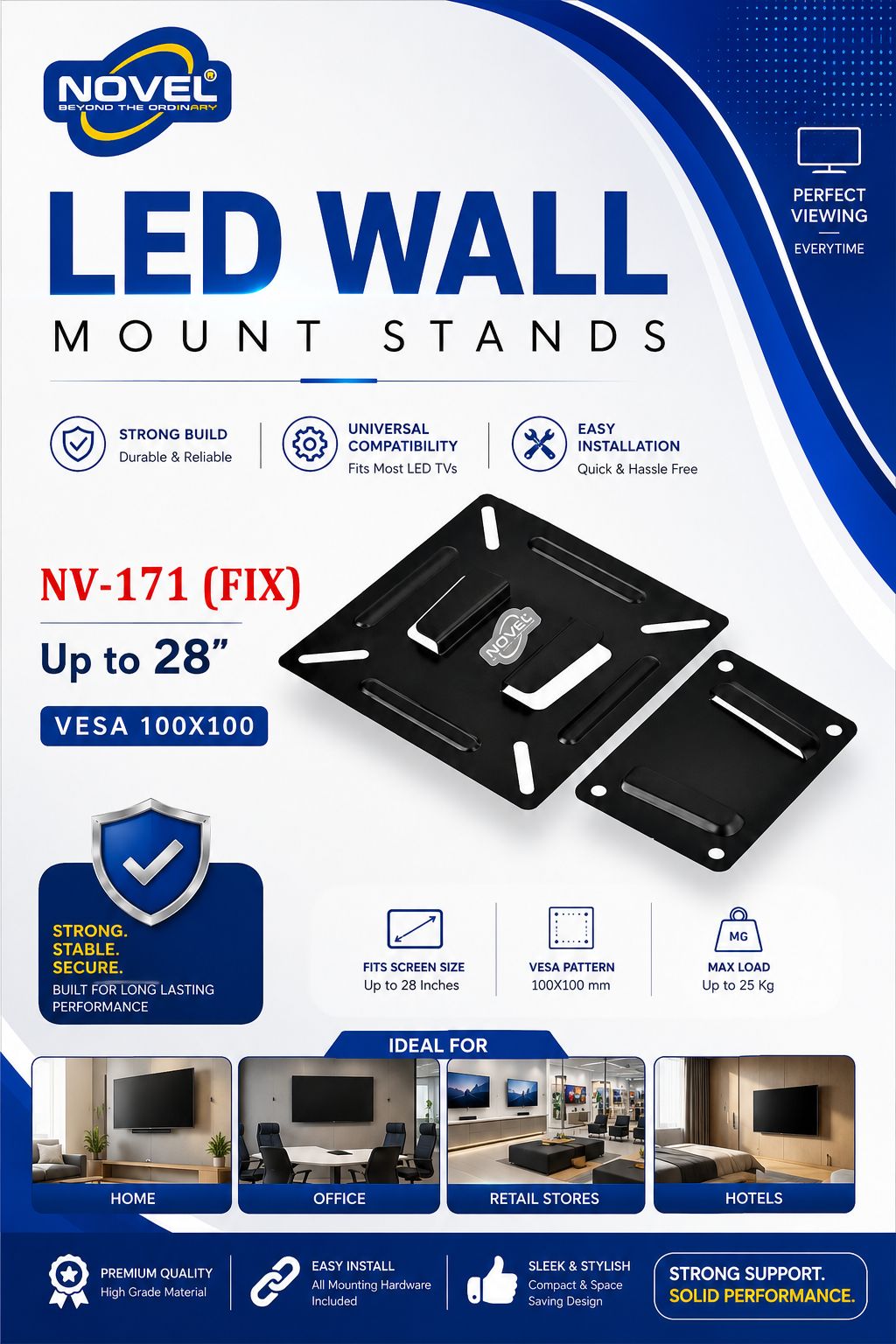 Ultra Slim 14-27 inch Flat Screen LCD LED Wall Mount Bracket Universal VESA Design 75-100mm LCD LED TV & Monitor Wall Mount Bracket Flat Panel Holder Stand