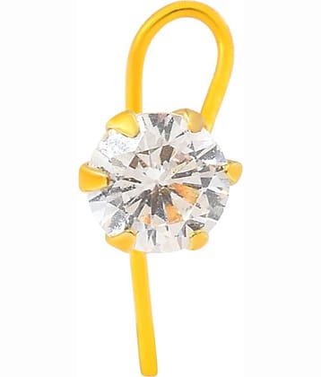 ADMIER Gold plated brass round shape faux diamond cz fashion nose pin for girls women