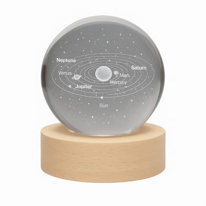 FLIXX 3D Crystal Ball Night Lamp | Warm LED Glow | USB Powered | Engraved K9 Crystal with Wooden Base | Romantic Gift for Bedroom, Home Dcor, Anniversary & Gifting FLIXX 3D Crystal Ball Night Lamp | Warm LED Glow | USB Powered | Engraved K9 Crystal with 