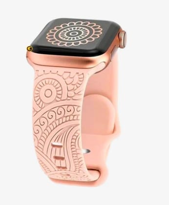 Barbie - Floral Engraved Pattern Apple Watch Strap - Pink 40 MM Barbie - Floral Engraved Pattern Apple Watch Strap - Pink 40 MM