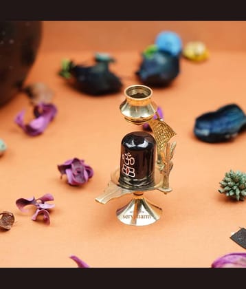 ServDharm Brass Shivling Idol ( 10 cm )