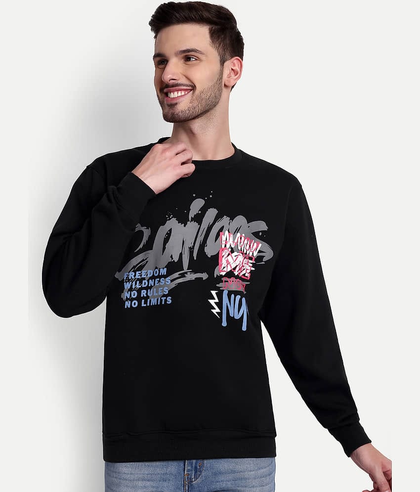 Zeffit Fleece Round Neck Men's Sweatshirt - Black ( Pack of 1 )