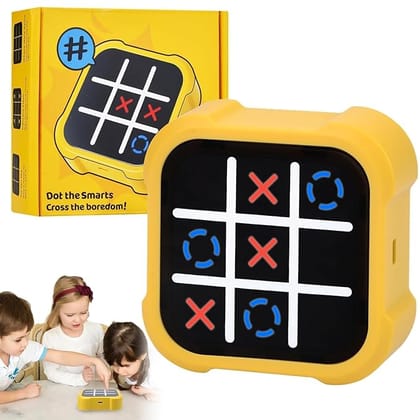 Electronic Tic Tac Toe Bolt Game, 3-in-1 Handheld Game Puzzle Console with Silent Mode, Portable Travel Game for Kids & Adults, Ages 3+ (Random Colour)