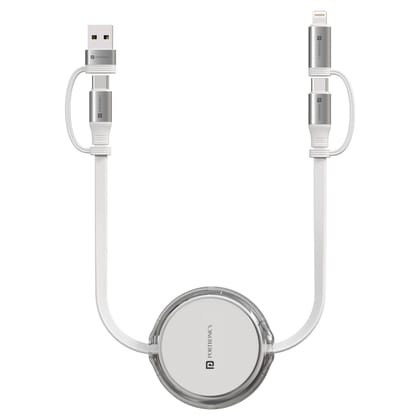 Portronics Quadline 60W Max Output, 1M Cable Length, Fast Data Sync, Wide Compatibility - White