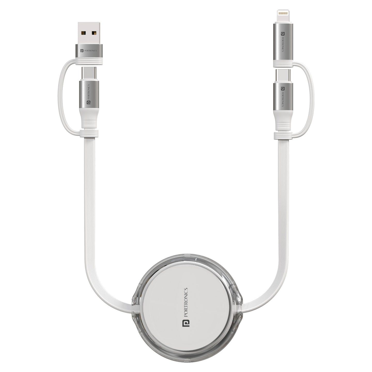 Portronics Quadline 60W Max Output, 1M Cable Length, Fast Data Sync, Wide Compatibility - White