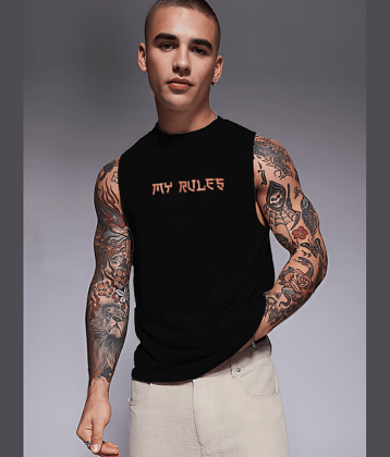 Rigo Pack of 1 Cotton Blend Basic Vest For Men ( Black )