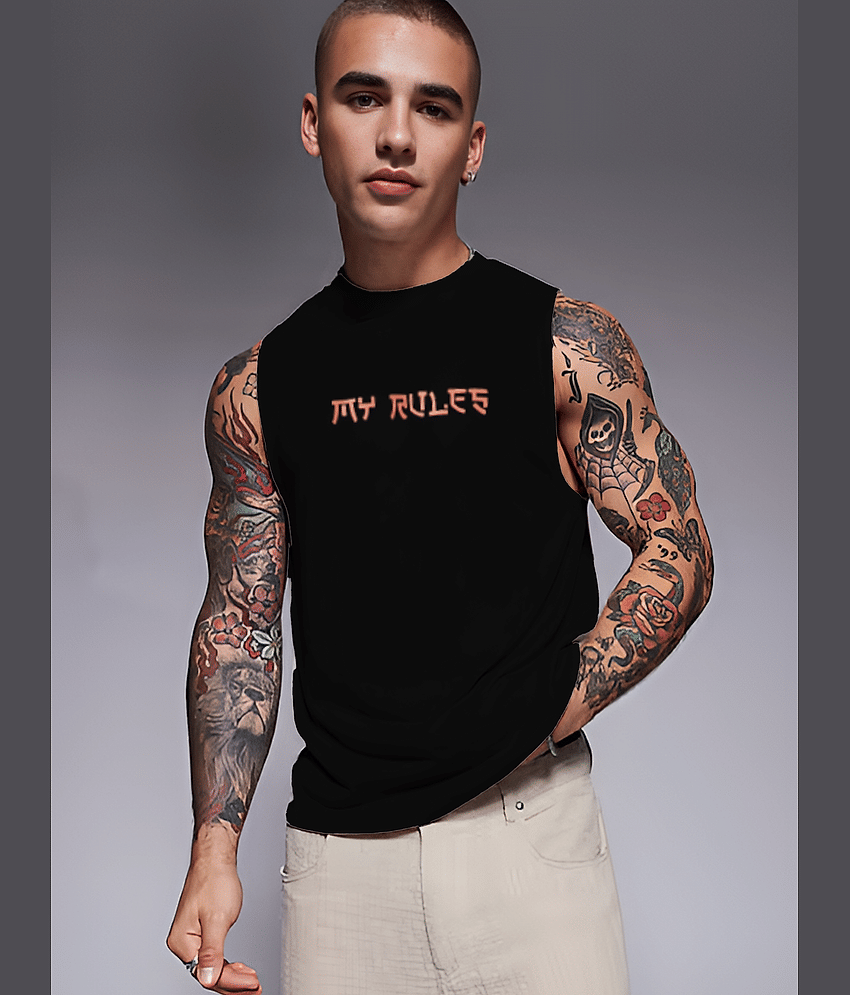 Rigo Pack of 1 Cotton Blend Basic Vest For Men ( Black )
