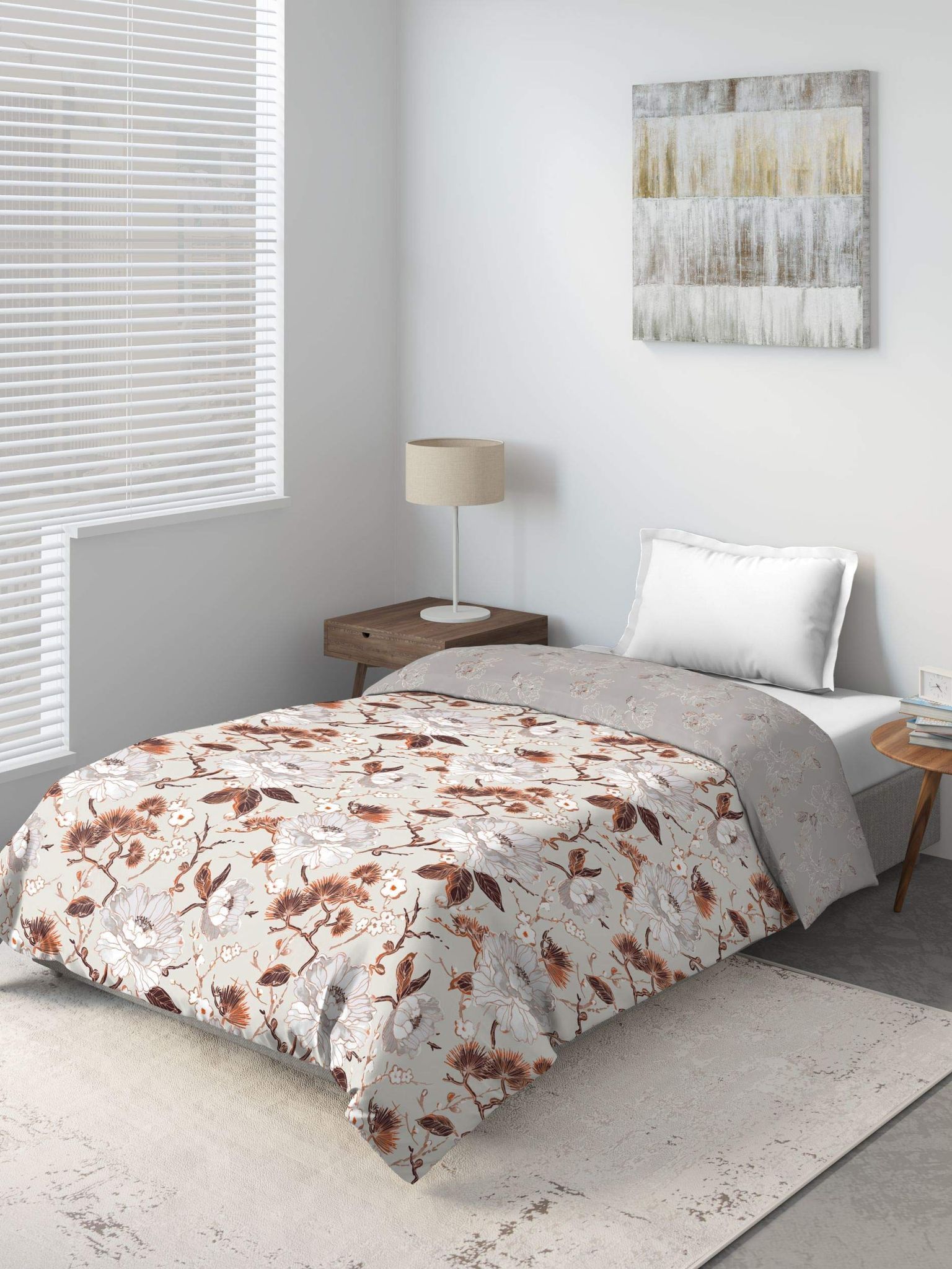 DDECOR - Ultima Collection 100% Cotton Floral Pattern 136TC King Quilt |229 CM X 274 CM| - Brown