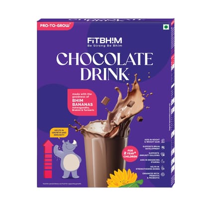 Pro To Grow Fitbhim Nutritional Chocolate Drink Powder 300g | Enriched with Bhim Banana & Ayurvedic Herbs | Belgian Chocolate Flavor for Kids (2+ years) | Brain & Growth Booster with Immunity Support Pro To Grow Fitbhim Nutritional Chocolate Drink Powder 300g | Enriched with Bhim Banana & Ayurvedic Herbs | Belgian Chocolate Flavor for Kids (2+ years) | Brain & Growth Booster with Immunity Support
