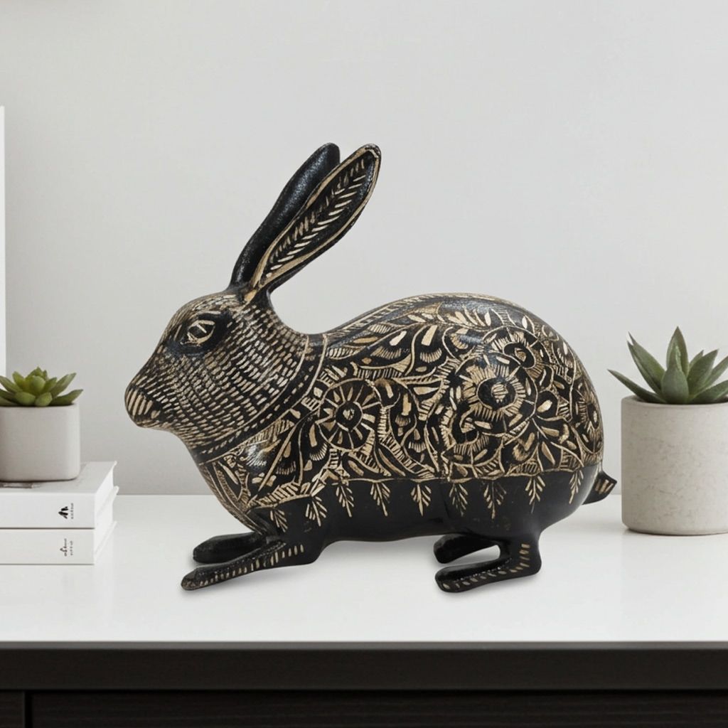 Brass Home Decorative Rabbit Showpiece Statue (ANMAS061 E)