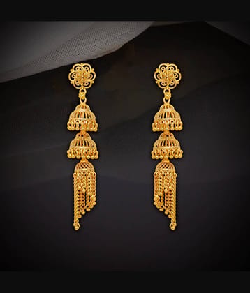 LUV FASHION Golden Drop Earrings ( Pack of 1 )