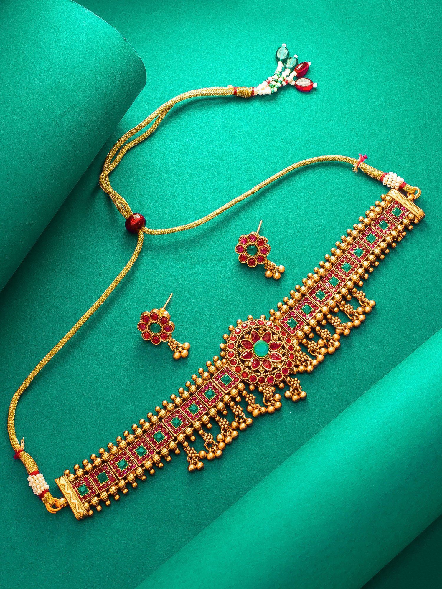 Morison Golden Charm Necklace and Earrings Set Radiate Timeless Elegance