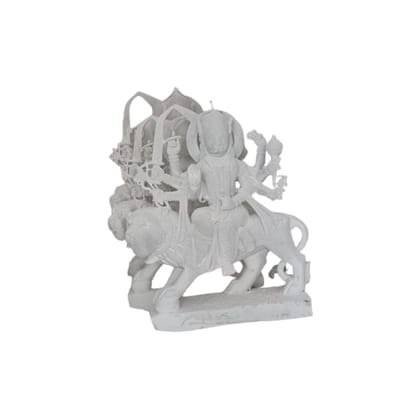 White Durga Marble Statue (1 Feet)