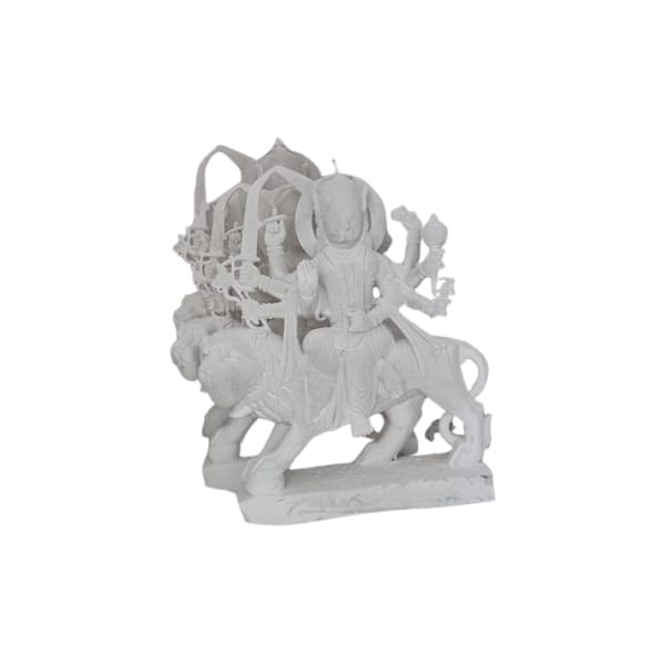 White Durga Marble Statue (1 Feet)