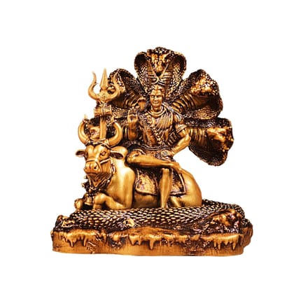 Artarium Shiva Nandi Murti with Sheshnaag ShivJi Idol Sitting Mahadev Showpiece Figurine Sculpture for Car Dashboard Home Office Decorative Showpiece Shivratri Pooja (Shiva Nandi 3.5 Inch)