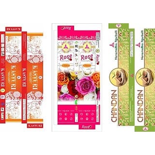 Navamallika Agarbatti Navamallika Premium 5 Combo Of Rose, Lavender, Chandan, Champa And Kasturi Multi Fragnannce (15, Set Of 10)