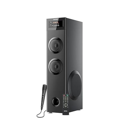 Intex 700-S Multimedia 70 W Bluetooth Tower Speaker | Wired Karaoke Mic | Party Speaker & 5.25 Inch Woofer | LED Display & Bluetooth v5.2 | Fully Remote Control (Black)