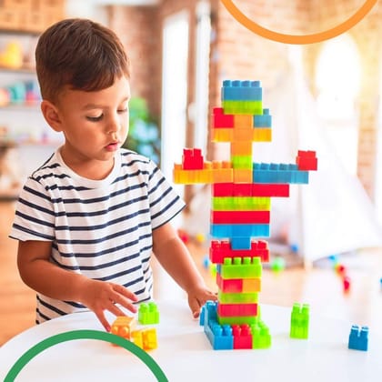 DHRUVINSRI Multi Color Blocks Set for Child, Play Fun and Learning Blocks for Child Games for Children Block Game Puzzles Set Boys, Children (Multicolor, 60 Bricks Blocks)