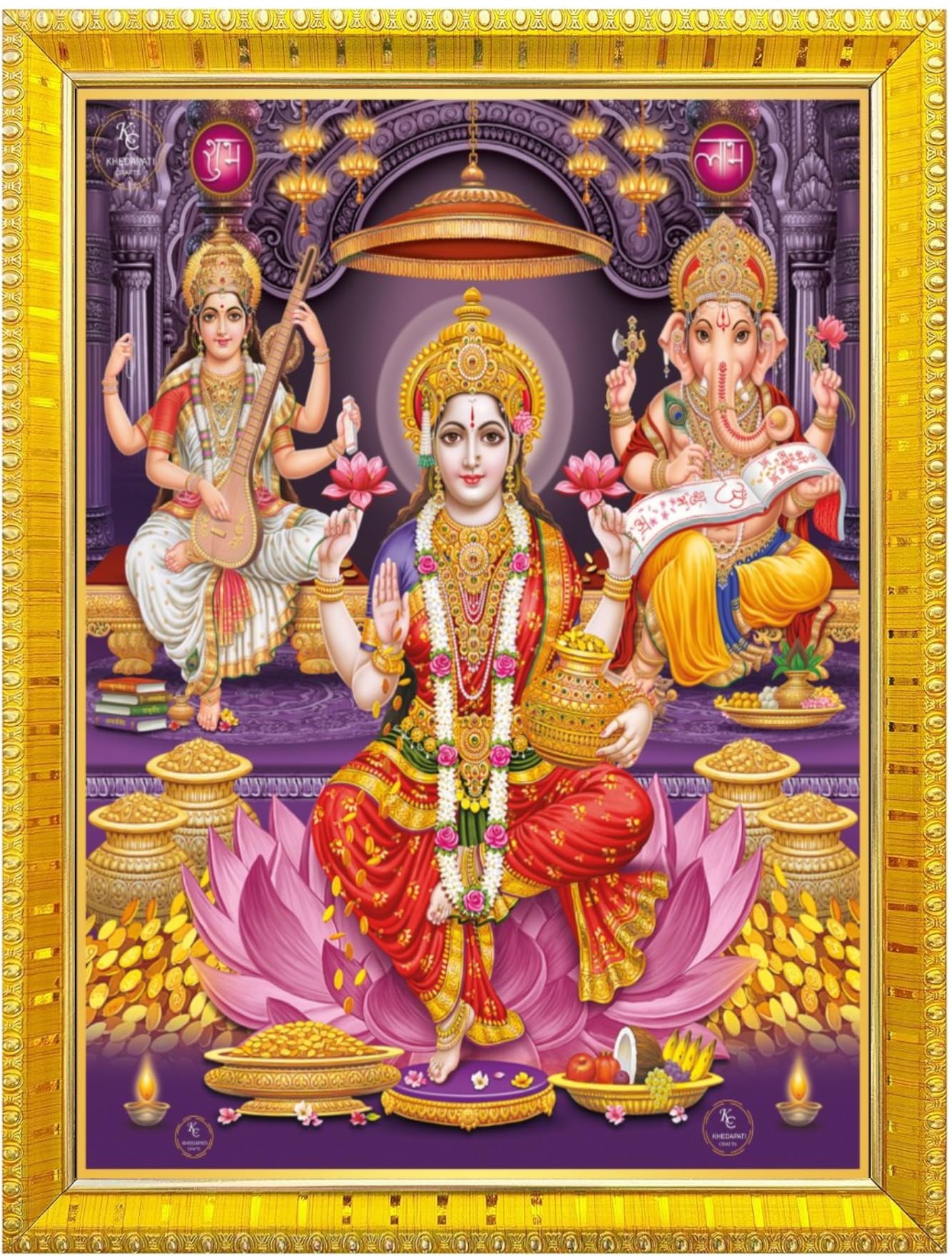 NOKKES Laxmi Devi Maa Mata Photo Frames Religious Photo frame 5X7 Inch Photo Frame_W7