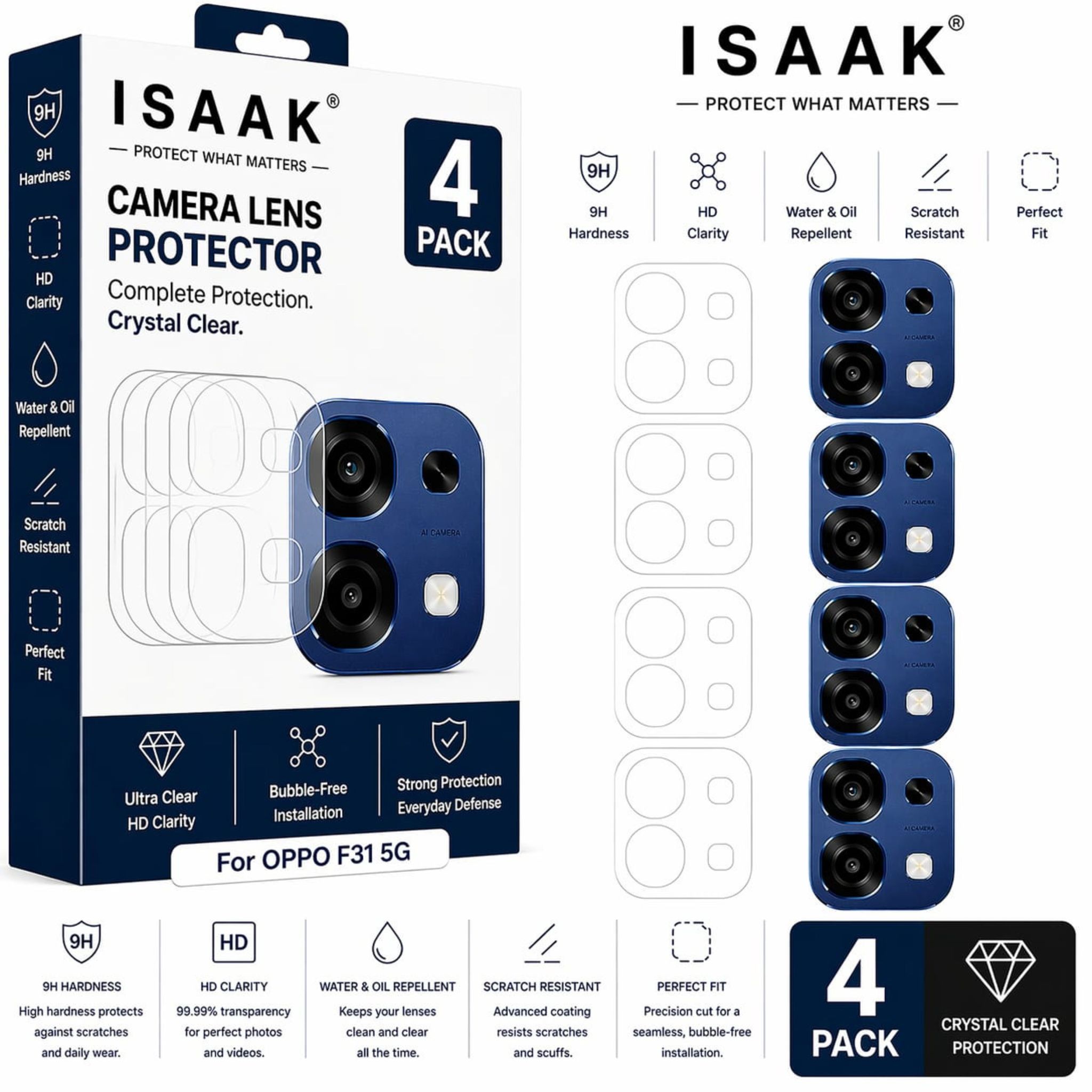 ISAAK Back Camera Lens Protector compatible for OPPO F31 5G (Pack of 4)