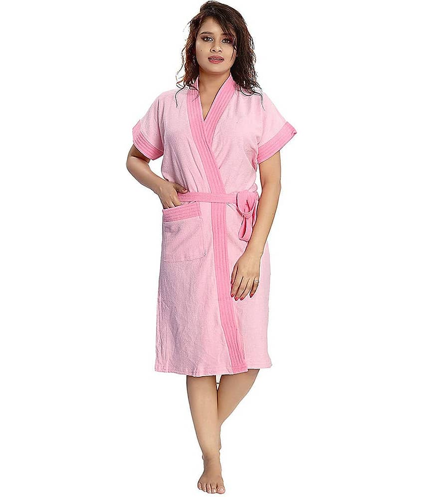 Poorak Pink Free Size Bathrobe ( Pack of 1 )