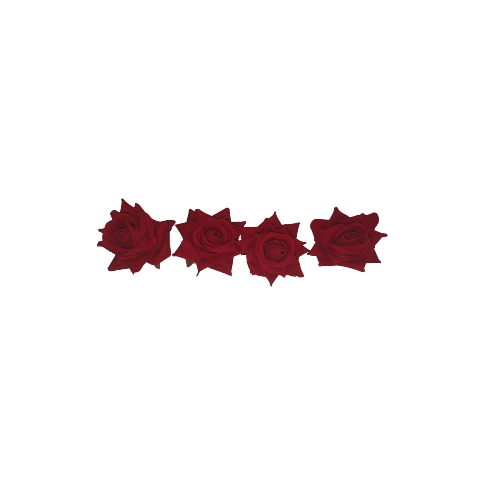 Red Rose Hair Clips for Women - Set of 4