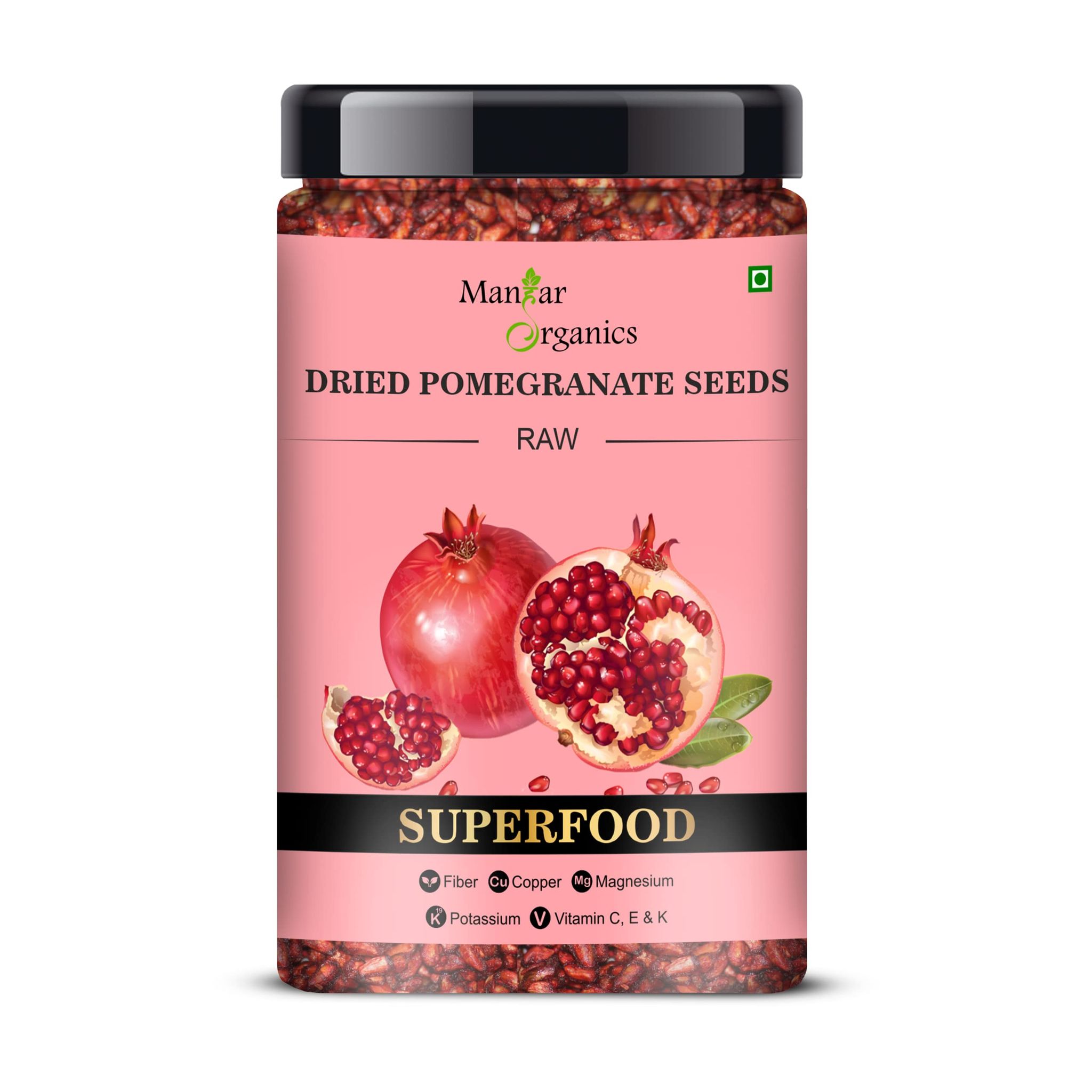 ManHar Organics Dried Pomegranate Seeds 400gm Jar (Anardana/ Anar Beej) for Cooking / Immunity Booster / Beauty