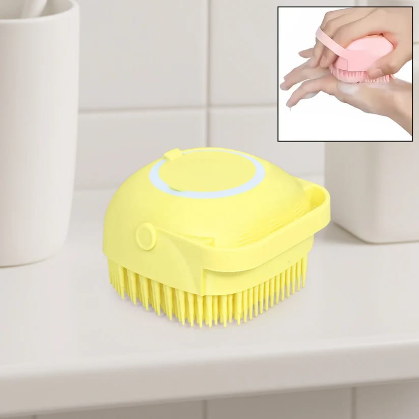 SILICONE MASSAGE BATH BODY BRUSH WITH SHAMPOO DISPENSER, SCRUBBER