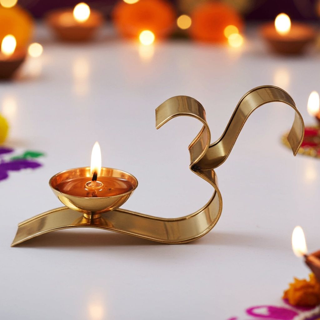 Brass Om Fancy Deepak No. 2 (ZMAS489 B)