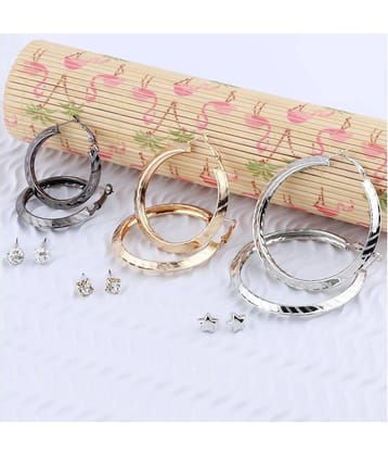 Silver Shine Stylish Fashion Earring Combo 3 Bali With 3 Studs Set For Women Girls