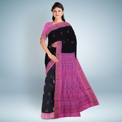 Mystic Maroon Bomkai Cotton Saree