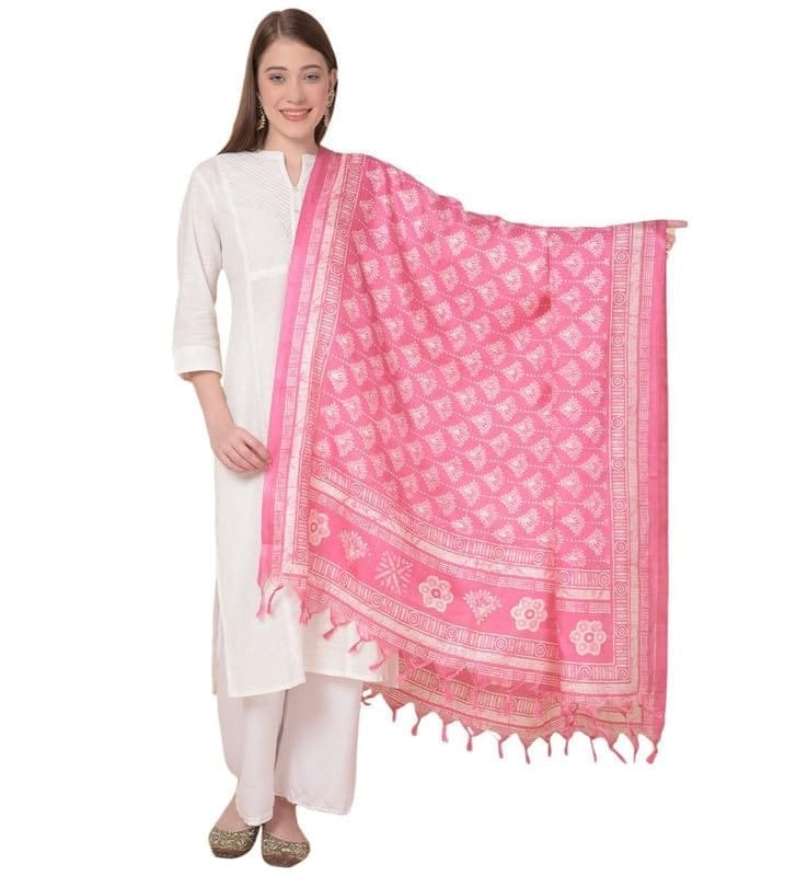 Women's Art Silk Printed Dupatta (Pink)-PID47036