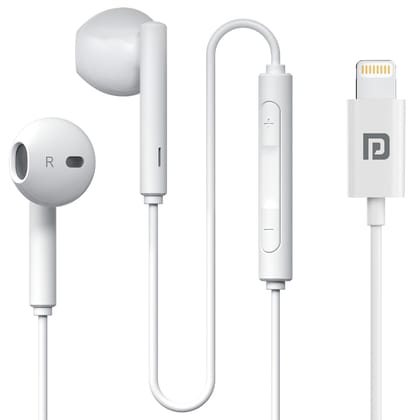 Portronics Conch Theta L 8 Pin Wired Earphone with in Line HD Mic, Powerful Audio, 14.2mm Driver, Unique Earbuds Design, TPE Anti Tangle Wire, in line Controls, Wide Compatibility(White) Portronics Conch Theta L 8 Pin Wired Earphone with in Line HD Mic, Powerful Audio, 14.2mm Driver, Unique Earbuds Design, TPE Anti Tangle Wire, in line Controls, Wide Compatibility(White)