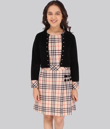 Cutecumber Suede Shift Dress For Girls ( Pack of 1 , Black )