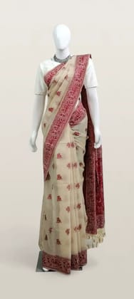 Sambalpuri Baandha Ikat Handloom Cotton Saree in Red and Cream Sambalpuri Baandha Ikat Handloom Cotton Saree in Red and Cream
