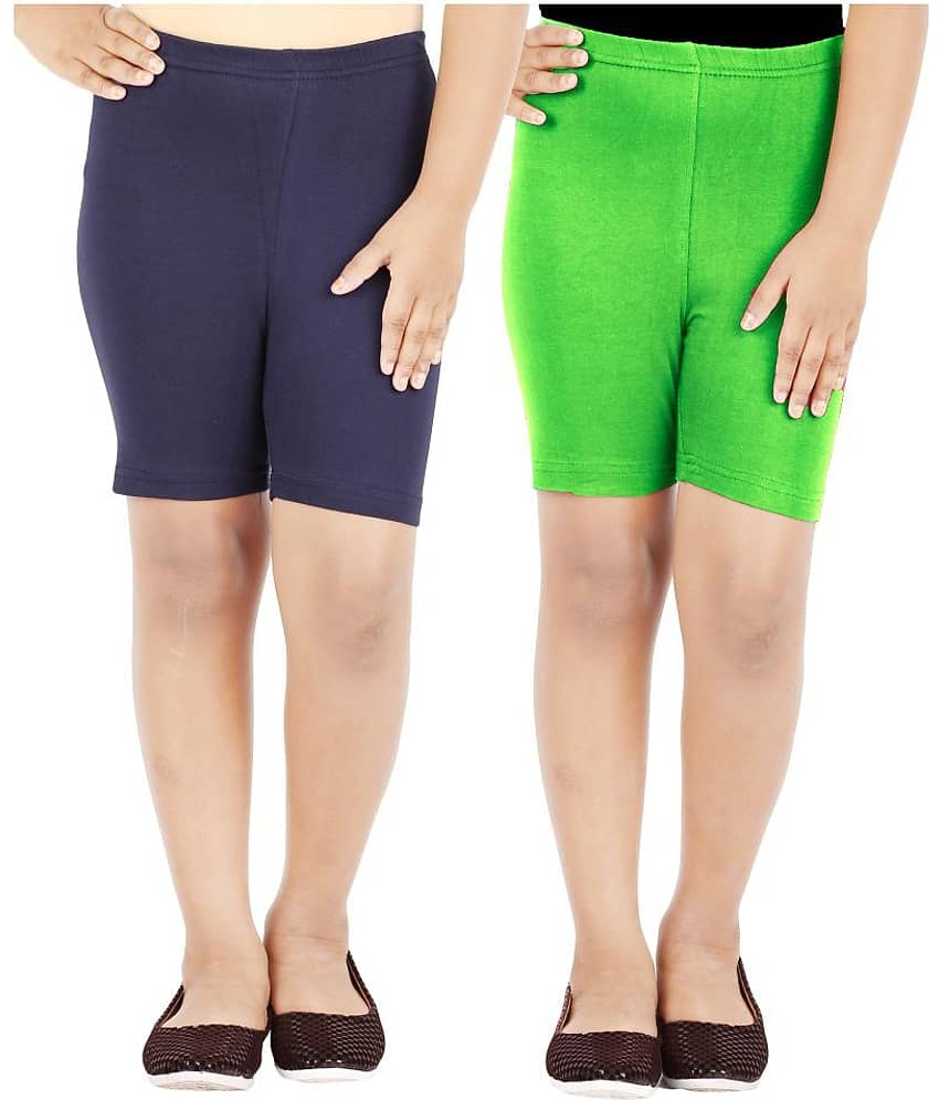 LULA Pack of 2 Girls Cotton Blend Cycling Shorts ( Multicolor )