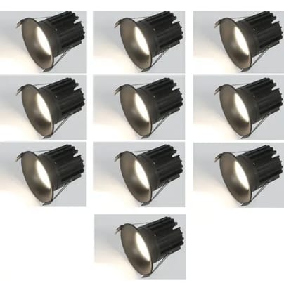 Trimless Cob recessed led light | 12watt | Body Color - Black | Collor less / Trimless fixture | Natural White - 4000k | Packed of 10 pcs | Indoor use only Rooms, Bathrooms, Office etc.