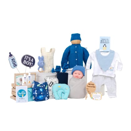 The Baby First Box Newborn Baby Essential Kit - 21 Items(0-3 Months)| Newborn Baby Gifts |Baby Shower Gift | Winter Kit (Standard Packaging) (Boys) The Baby First Box Newborn Baby Essential Kit - 21 Items(0-3 Months)| Newborn Baby Gifts |Baby Shower Gift | Winter Kit (Standard Packaging) (Boys)
