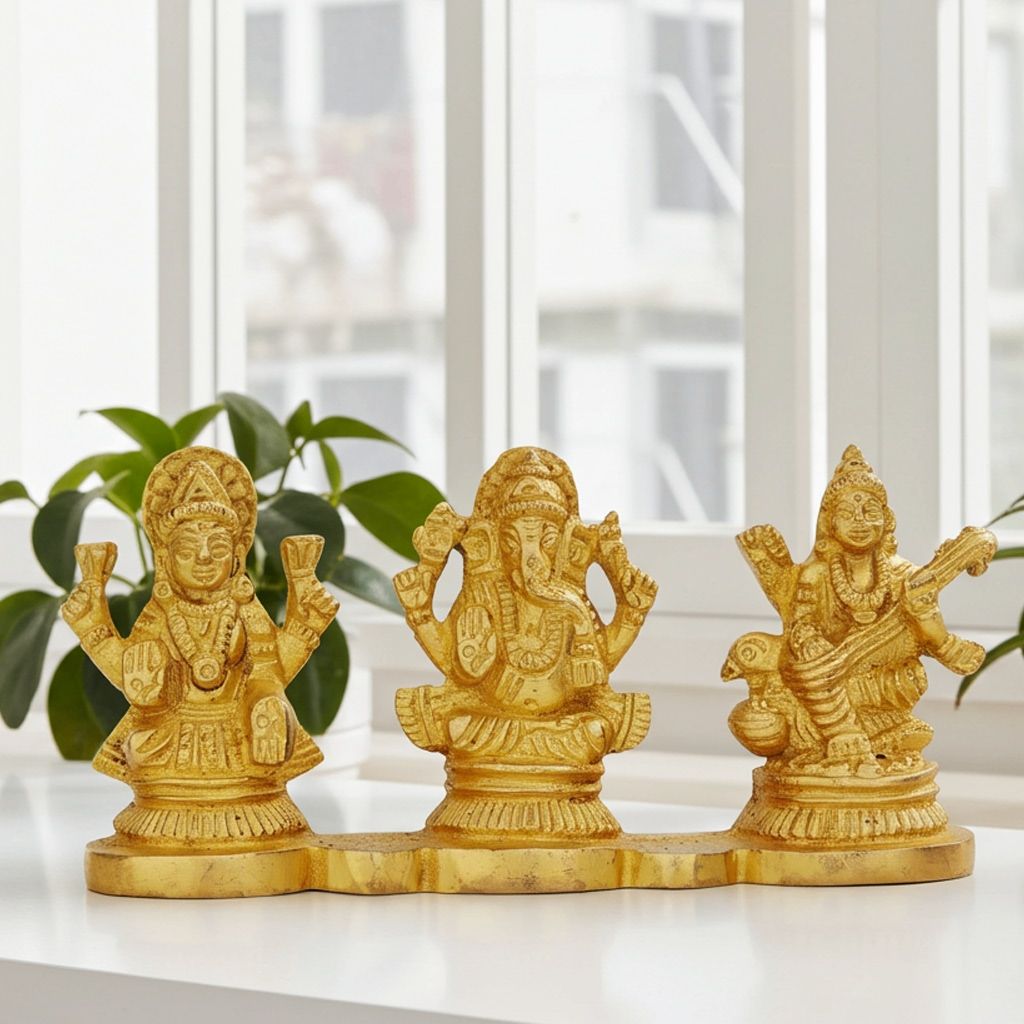 Brass Showpiece Lotus With Ganesh God Idol Statue (BSMAS664)