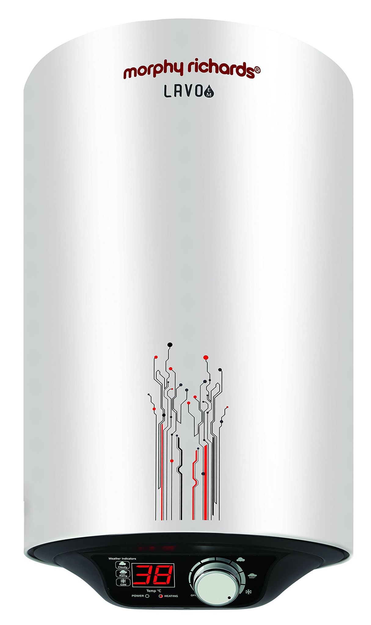 Morphy Richards Lavo EM Storage 10-Litre Vertical Water Heater, Silver, 5 Star Morphy Richards Lavo EM Storage 10-Litre Vertical Water Heater, Silver, 5 Star - White / 10